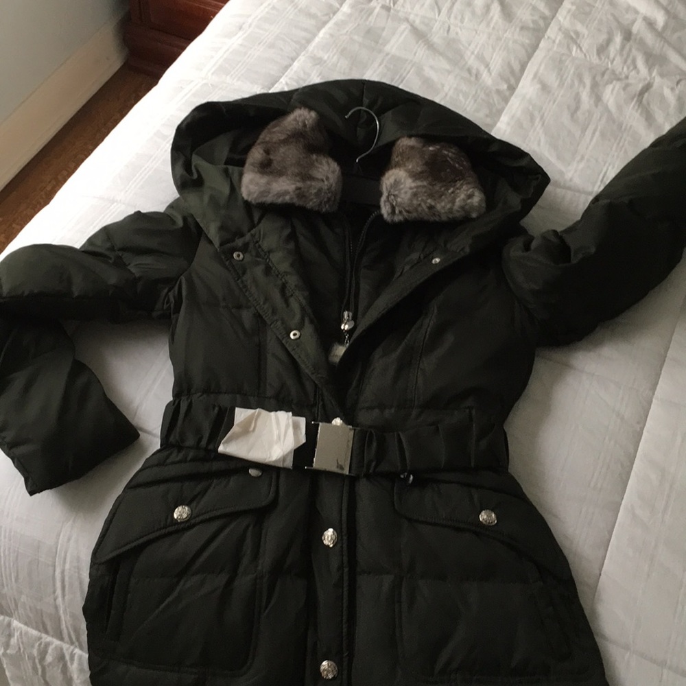 NWT Laundry down coat Detachable rabbit fu…